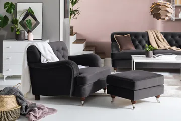 Howard Riviera Fåtölj med Fotpall - Mörkgrå - Products - Möbler - Fåtölj & stolar - Fåtölj - Fåtölj med fotpall