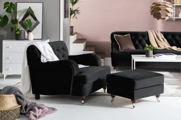 Howard Riviera Fåtölj med Fotpall - Svart - Products - Möbler - Fåtölj & stolar - Fåtölj - Fåtölj med fotpall