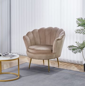 Fåtölj i mörk beige sammet/mässing - Kingsley - Products - Möbler - Fåtölj & stolar - Fåtölj