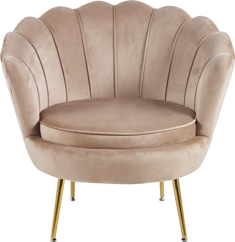 Fåtölj i mörk beige sammet/mässing - Kingsley - Products - Möbler - Fåtölj & stolar - Fåtölj