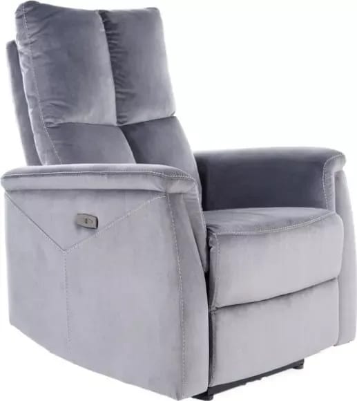 Neptun elektrisk ställbar reclinerfåtölj i grå sammet, Grå sammet