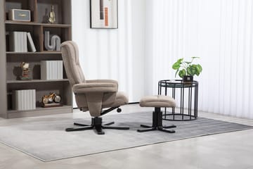 Oslo reclinerfåtölj med pall i mörkbeige tyg - Mörkbeige - Products - Möbler - Fåtölj & stolar - Fåtölj - Biofåtölj & reclinerfåtölj