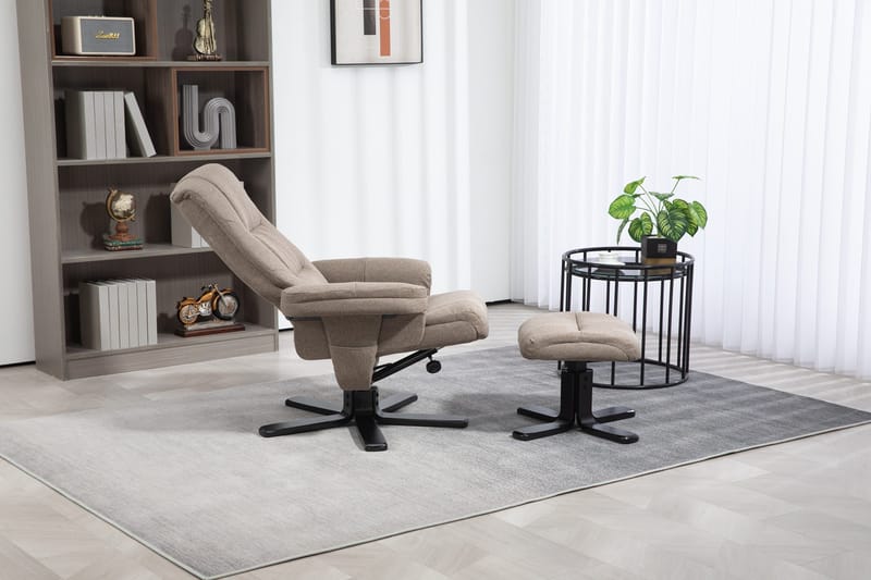 Oslo reclinerfåtölj med pall i mörkbeige tyg - Mörkbeige - Products - Möbler - Fåtölj & stolar - Fåtölj - Biofåtölj & reclinerfåtölj