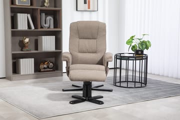 Oslo reclinerfåtölj med pall i mörkbeige tyg - Mörkbeige - Products - Möbler - Fåtölj & stolar - Fåtölj - Biofåtölj & reclinerfåtölj