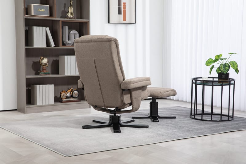 Oslo reclinerfåtölj med pall i mörkbeige tyg - Mörkbeige - Products - Möbler - Fåtölj & stolar - Fåtölj - Biofåtölj & reclinerfåtölj