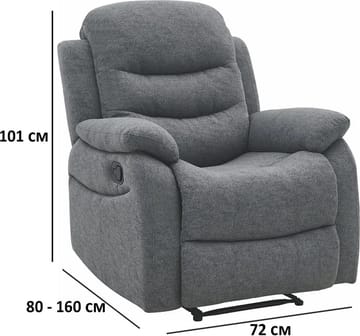 Reclinerfåtölj i grått tyg - Grå - Products - Möbler - Fåtölj & stolar - Fåtölj - Biofåtölj & reclinerfåtölj