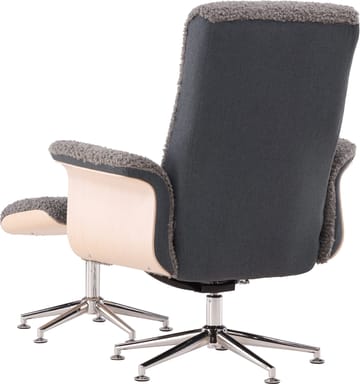 Reclinerfåtölj med fotpall - Grå fårskinnsimitation/whitewash ek - Grå - Products - Möbler - Fåtölj & stolar - Fåtölj - Biofåtölj & reclinerfåtölj