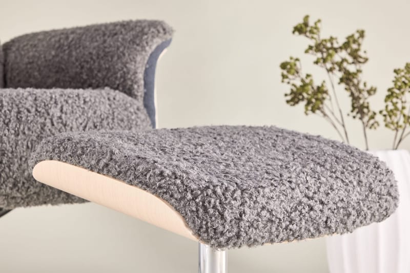 Reclinerfåtölj med fotpall - Grå fårskinnsimitation/whitewash ek - Grå - Products - Möbler - Fåtölj & stolar - Fåtölj - Biofåtölj & reclinerfåtölj