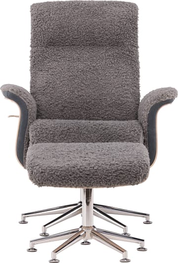 Reclinerfåtölj med fotpall - Grå fårskinnsimitation/whitewash ek - Grå - Products - Möbler - Fåtölj & stolar - Fåtölj - Biofåtölj & reclinerfåtölj