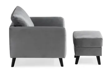 Trend Fåtölj med Fotpall - Ljusgrå Sammet - Products - Möbler - Fåtölj & stolar - Fåtölj - Fåtölj med fotpall