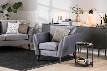 Trend Fåtölj med Fotpall - Ljusgrå Sammet - Products - Möbler - Fåtölj & stolar - Fåtölj - Fåtölj med fotpall