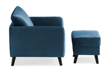 Trend Fåtölj med Fotpall - Midnattsblå Sammet - Products - Möbler - Fåtölj & stolar - Fåtölj - Fåtölj med fotpall