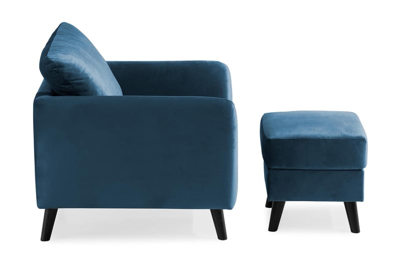 Trend Fåtölj med Fotpall - Midnattsblå Sammet - Products - Möbler - Fåtölj & stolar - Fåtölj - Fåtölj med fotpall