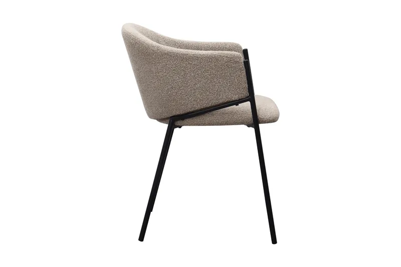 Filip Klädd Karmstol & Matstol i Boucle med Metallben - Taupe/Svart - Products - Möbler - Fåtölj & stolar - Karmstol