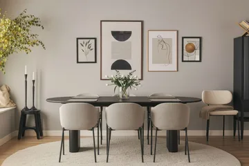 Filip Klädd Karmstol & Matstol i Boucle med Metallben - Taupe/Svart - Products - Möbler - Fåtölj & stolar - Karmstol