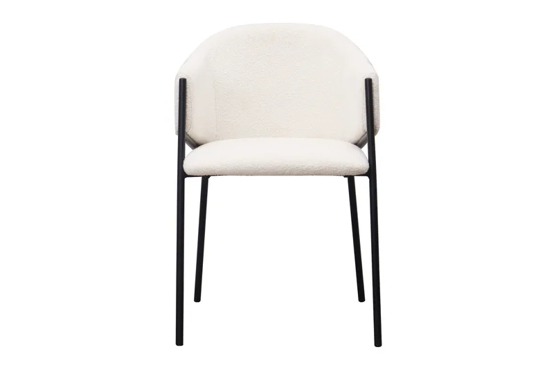 Filip Klädd Karmstol & Matstol i Boucle med Metallben - Vit/Svart - Products - Möbler - Fåtölj & stolar - Karmstol