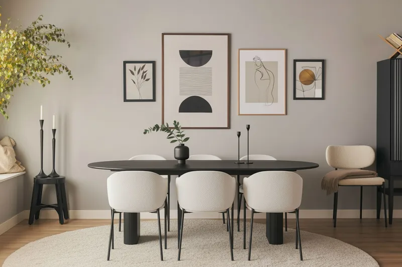 Filip Klädd Karmstol & Matstol i Boucle med Metallben - Vit/Svart - Products - Möbler - Fåtölj & stolar - Karmstol