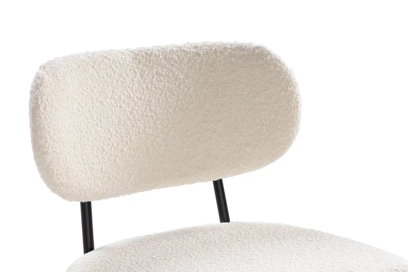 Gemmiano Matstol & Köksstol i Bouclé Teddy med Svarta Metallben - Vit - Products - Möbler - Fåtölj & stolar - Matstol & köksstol