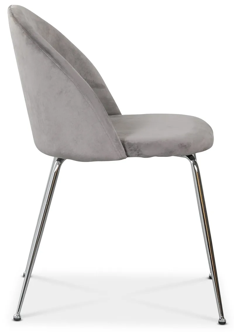 Giovani velvet stol - Ljusgrå / Krom - Ljusgrå - Products - Möbler - Fåtölj & stolar - Matstol & köksstol