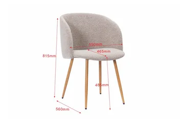 Greya Karmstol – Matstol med Armstöd i Boucle med Metallben - Greige/Ek - Products - Möbler - Fåtölj & stolar - Karmstol