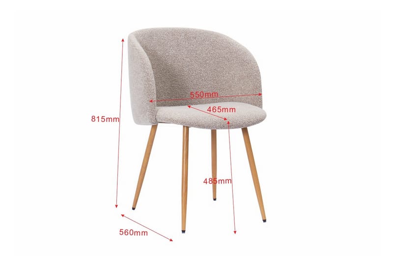 Greya Matstol med armstöd - Greige Bouclé/Metallben Ek - Products - Möbler - Fåtölj & stolar - Karmstol