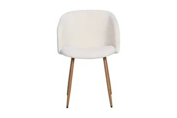 Greya Matstol med armstöd - Vit Bouclé / Metallben Ek - Products - Möbler - Fåtölj & stolar - Karmstol