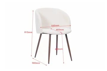Greya Matstol med armstöd - Vit Bouclé/Metallben Valnöt - Products - Möbler - Fåtölj & stolar - Karmstol