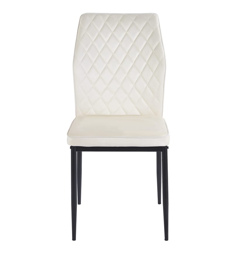 Inez matstol i beige sammet med svarta ben, Beige