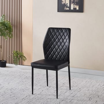 Inez matstol i svart konstläder med svarta ben - Svart - Products - Möbler - Fåtölj & stolar - Matstol & köksstol