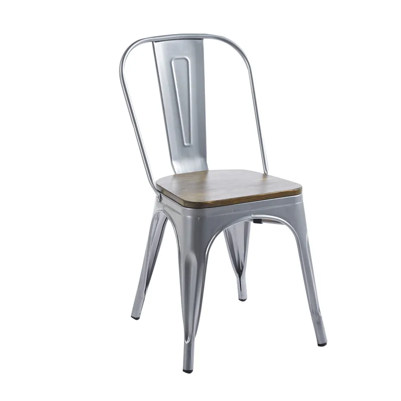 Iris matstol i metall med träsits