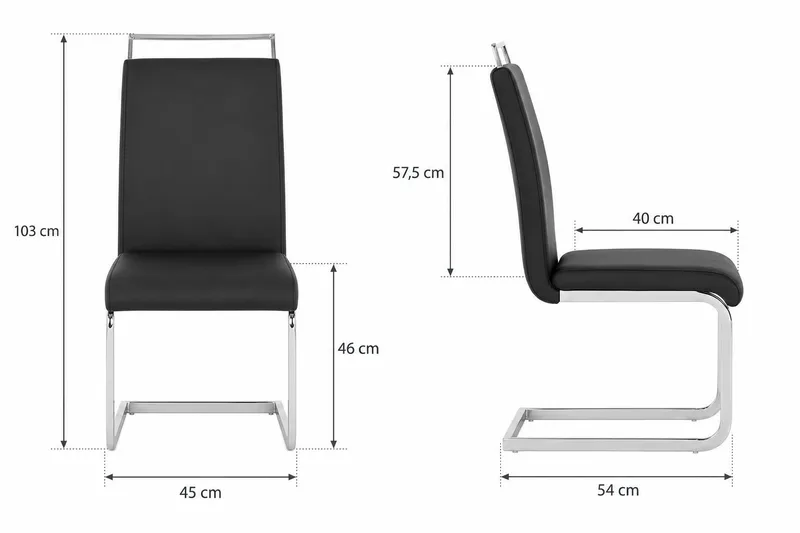 Isoda Matstol & Köksstol i Konstläder med Kromben - Svart - Products - Möbler - Fåtölj & stolar - Matstol & köksstol