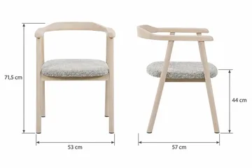 Jolie Karmstol Matstol med Rundad Rygg i Trä med Vitlaserad Ek-utseende - Vit - Products - Möbler - Fåtölj & stolar - Karmstol