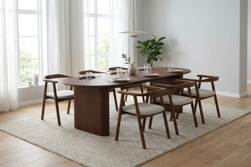 Jolie Matstol i trä med tygsits - Valnöt - Products - Möbler - Fåtölj & stolar - Matstol & köksstol