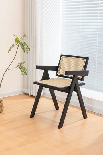 Karmstol Anna med Rotting i Sits & Rygg - Svart - Products - Möbler - Fåtölj & stolar - Karmstol