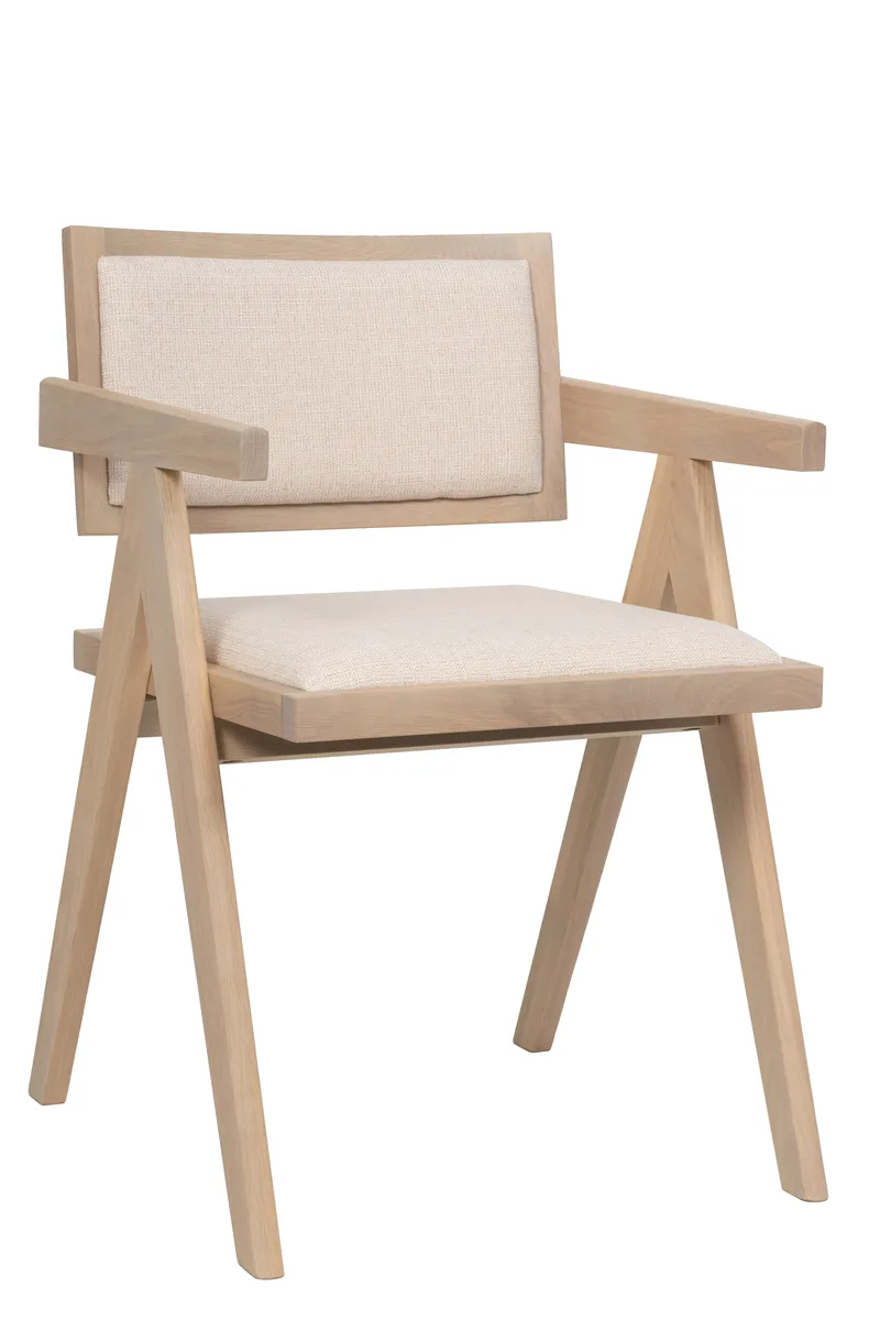 Karmstol Sara Ek/Whitewash med Linnetyg - Whitewash - Products - Möbler - Fåtölj & stolar - Karmstol