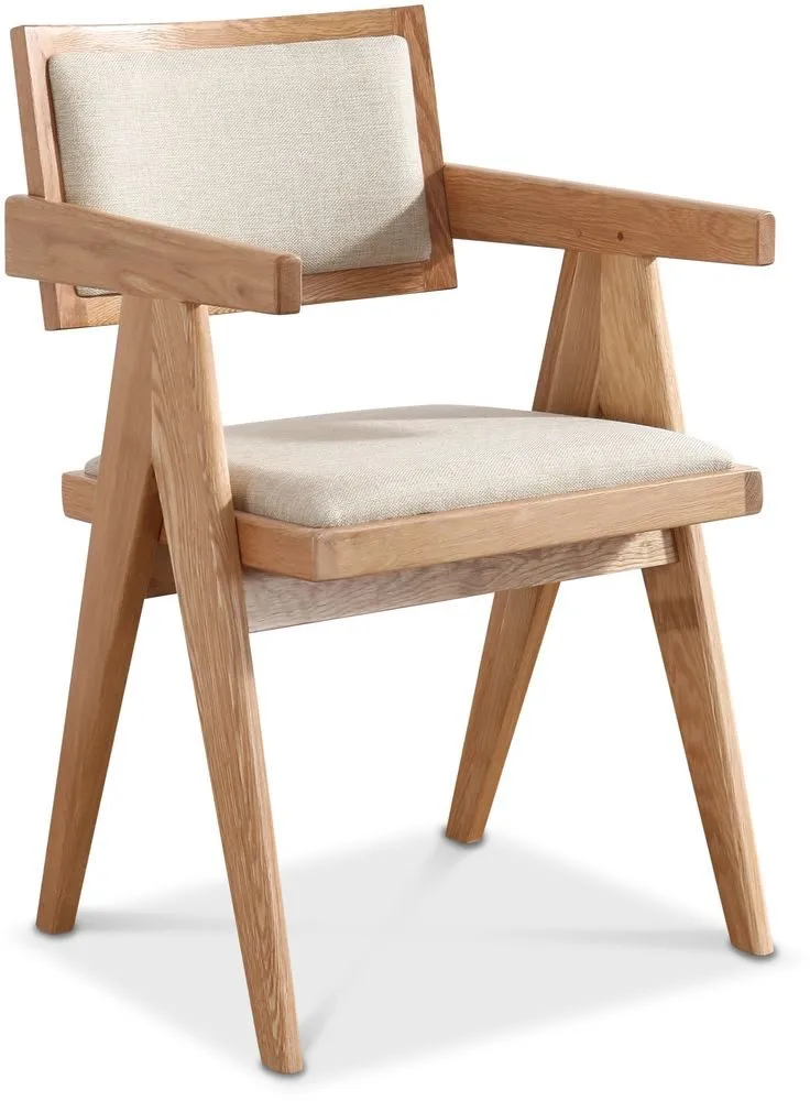 Karmstol Sara med Linnetyg Whitewash - Grå - Products - Möbler - Fåtölj & stolar - Karmstol