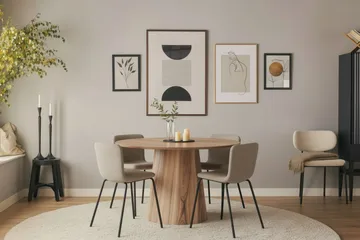 Katy Matstol & Köksstol i Bouclé med Svarta Metallben - Greige - Products - Möbler - Fåtölj & stolar - Matstol & köksstol