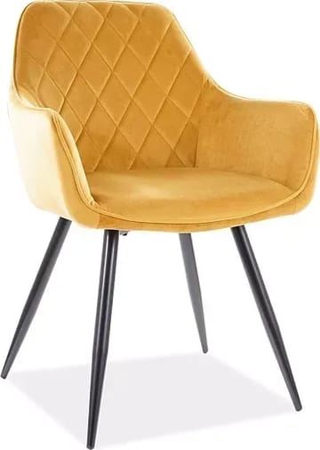 Linea matstol - Orange sammet - orange - Products - Möbler - Fåtölj & stolar - Karmstol