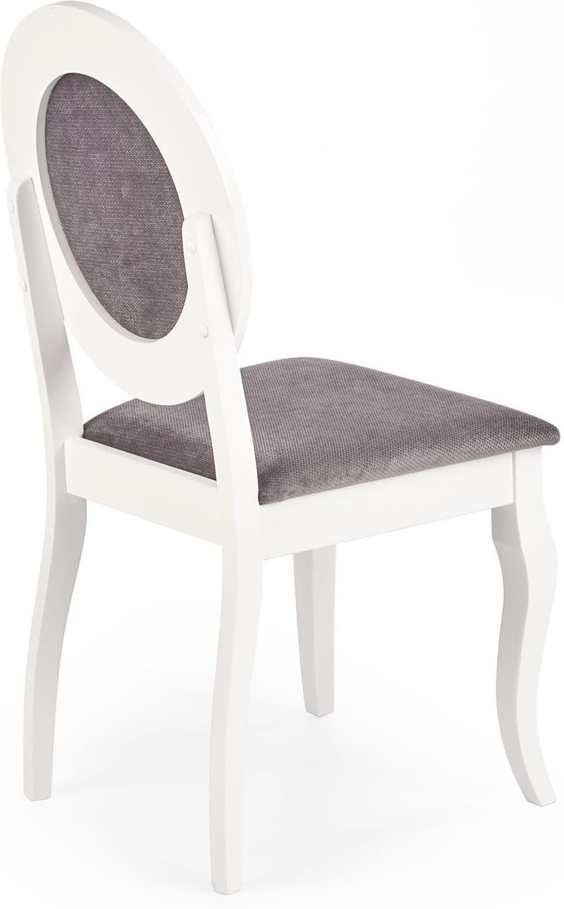 Matstol vitt trä med grå sits - Vit/grå - Products - Möbler - Fåtölj & stolar - Matstol & köksstol