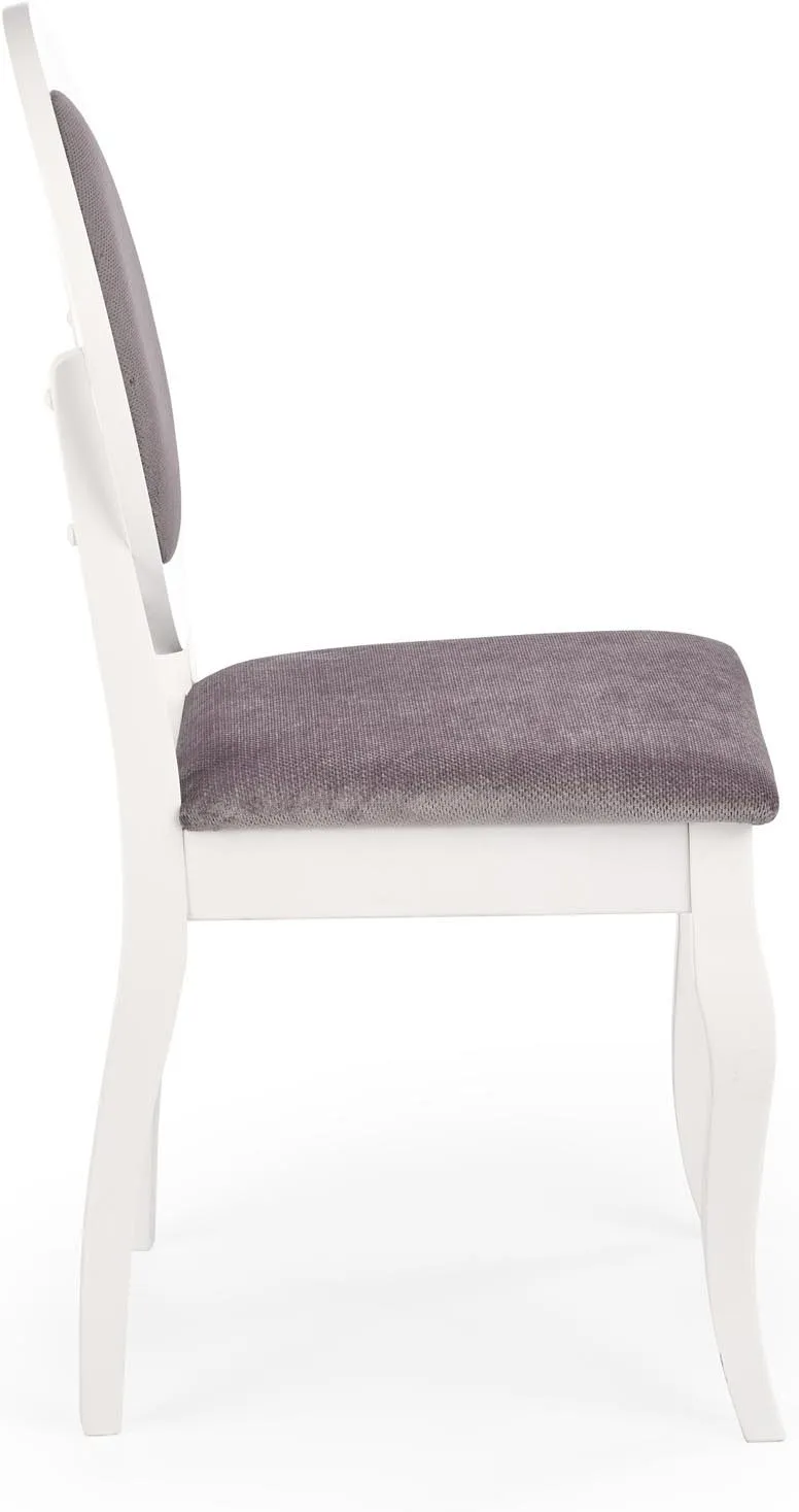 Matstol vitt trä med grå sits - Vit/grå - Products - M öbler - Fåtölj & stolar - Matstol & köksstol