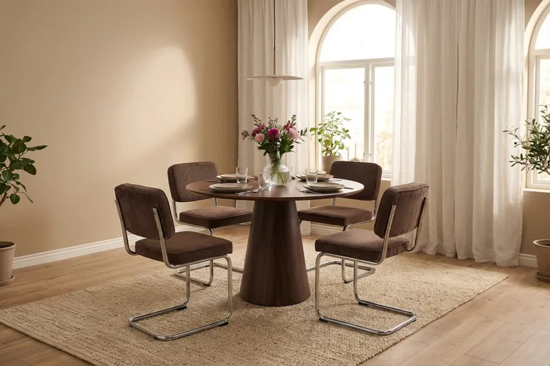 Milva Matstol i Manchester Retro - Brun/Krom - Products - Möbler - Fåtölj & stolar - Matstol & köksstol