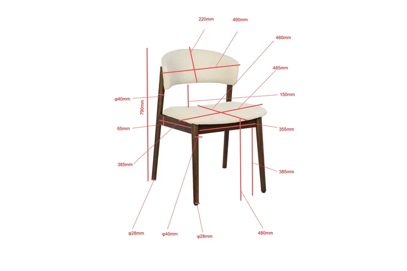 Nala Matstol i trä med tygsits - Beige - Products - Möbler - Fåtölj & stolar - Matstol & köksstol