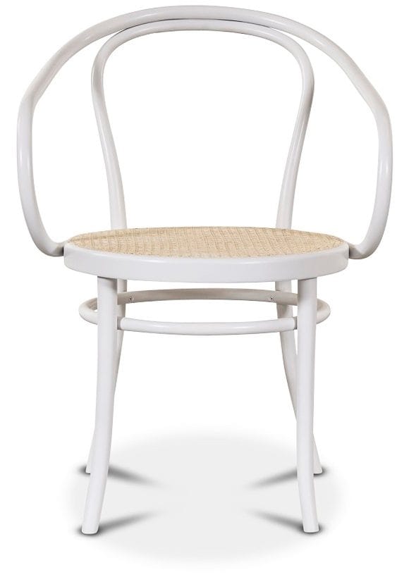 No 30 Karmstol med rottingsits - Vit/Rotting