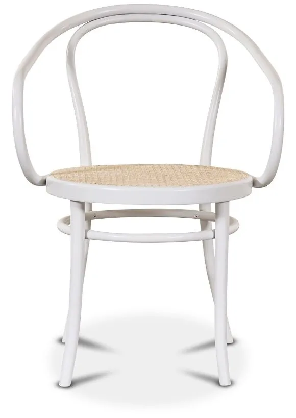 No 30 Karmstol med rottingsits - Vit/Rotting, vit/rotting