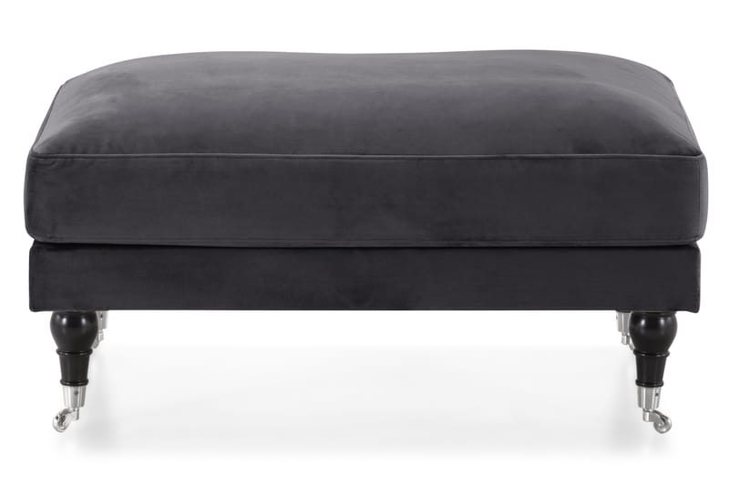 Andrew Fotpall Sammet - Mörkgrå/Krom - Products - Möbler - Fåtölj & stolar - Pall & puff - Fotpallar