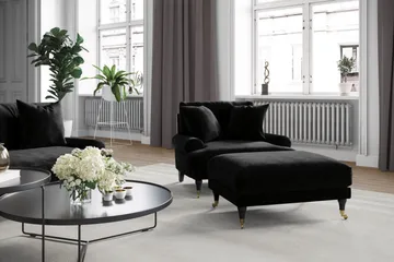 Andrew Fotpall Sammet - Svart/Krom - Products - Möbler - Fåtölj & stolar - Pall & puff - Fotpallar