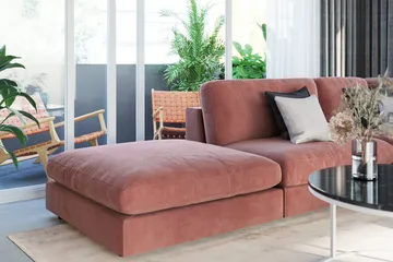Arken Fotpall Sammet - Rosa - Products - Möbler - Fåtölj & stolar - Pall & puff - Fotpallar