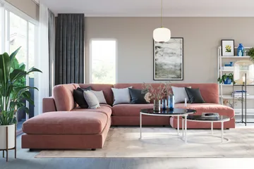 Arken Fotpall Sammet - Rosa - Products - Möbler - Fåtölj & stolar - Pall & puff - Fotpallar