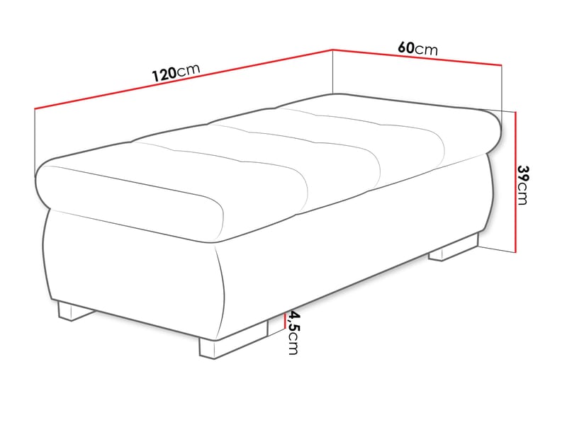 Cerys Fotpall 120 cm - Orange - Products - Möbler - Fåtölj & stolar - Pall & puff - Fotpallar