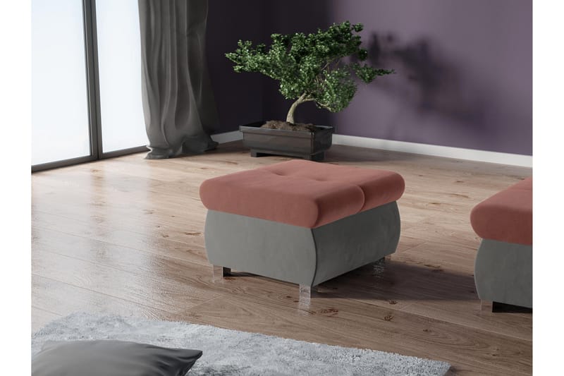 Cerys Fotpall 60 cm - Grå/Rosa - Products - Möbler - Fåtölj & stolar - Pall & puff - Fotpallar
